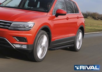 9 499 р. Порожки для ног Rival Volkswagen Tiguan Mk2 рестайлинг (2020-2022) (Чёрные)  с доставкой в г. Королёв. Увеличить фотографию 4