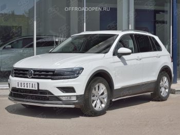 13 499 р. Защита переднего бампера (Ø42 мм, нержавейка, NOT OFF ROAD) SLITKOFF  Volkswagen Tiguan  Mk2 (2016-2020) дорестайлинг  с доставкой в г. Королёв. Увеличить фотографию 3