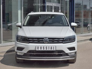 13 499 р. Защита переднего бампера (Ø42 мм, нержавейка, NOT OFF ROAD) SLITKOFF  Volkswagen Tiguan  Mk2 (2016-2020) дорестайлинг  с доставкой в г. Королёв. Увеличить фотографию 4