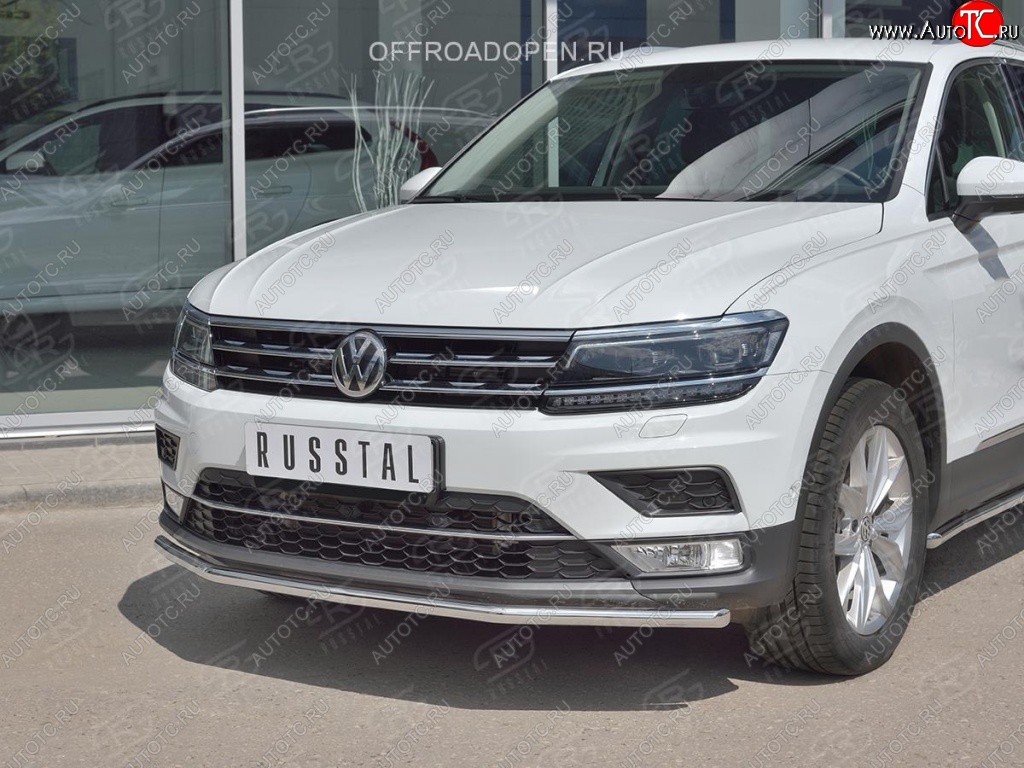 13 499 р. Защита переднего бампера (Ø42 мм, нержавейка, NOT OFF ROAD) SLITKOFF  Volkswagen Tiguan  Mk2 (2016-2020) дорестайлинг  с доставкой в г. Королёв