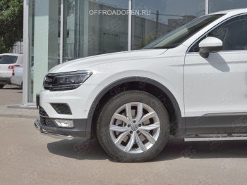 17 399 р. Защита переднего бампера (2 трубы Ø42 мм, нержавейка, NOT OFF ROAD) SLITKOFF  Volkswagen Tiguan  Mk2 (2016-2020) дорестайлинг  с доставкой в г. Королёв. Увеличить фотографию 4