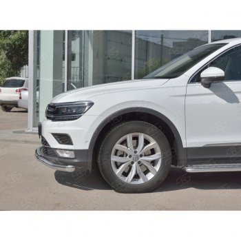 17 649 р. Защита переднего бампера (Ø63 мм волна, нержавейка) SLITKOFF  Volkswagen Tiguan  Mk2 (2016-2020) дорестайлинг  с доставкой в г. Королёв. Увеличить фотографию 4