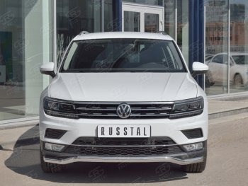 Защита переднего бампера (Ø63 мм волна, нержавейка) SLITKOFF Volkswagen (Волксваген) Tiguan (Тигуан)  Mk2 (2016-2020) Mk2 дорестайлинг