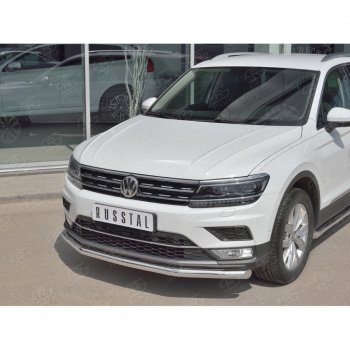 16 249 р. Защита переднего бампера (Ø63 мм, нержавейка, NOT OFF ROAD) SLITKOFF  Volkswagen Tiguan  Mk2 (2016-2020) дорестайлинг  с доставкой в г. Королёв. Увеличить фотографию 2