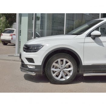 16 249 р. Защита переднего бампера (Ø63 мм, нержавейка, NOT OFF ROAD) SLITKOFF  Volkswagen Tiguan  Mk2 (2016-2020) дорестайлинг  с доставкой в г. Королёв. Увеличить фотографию 4