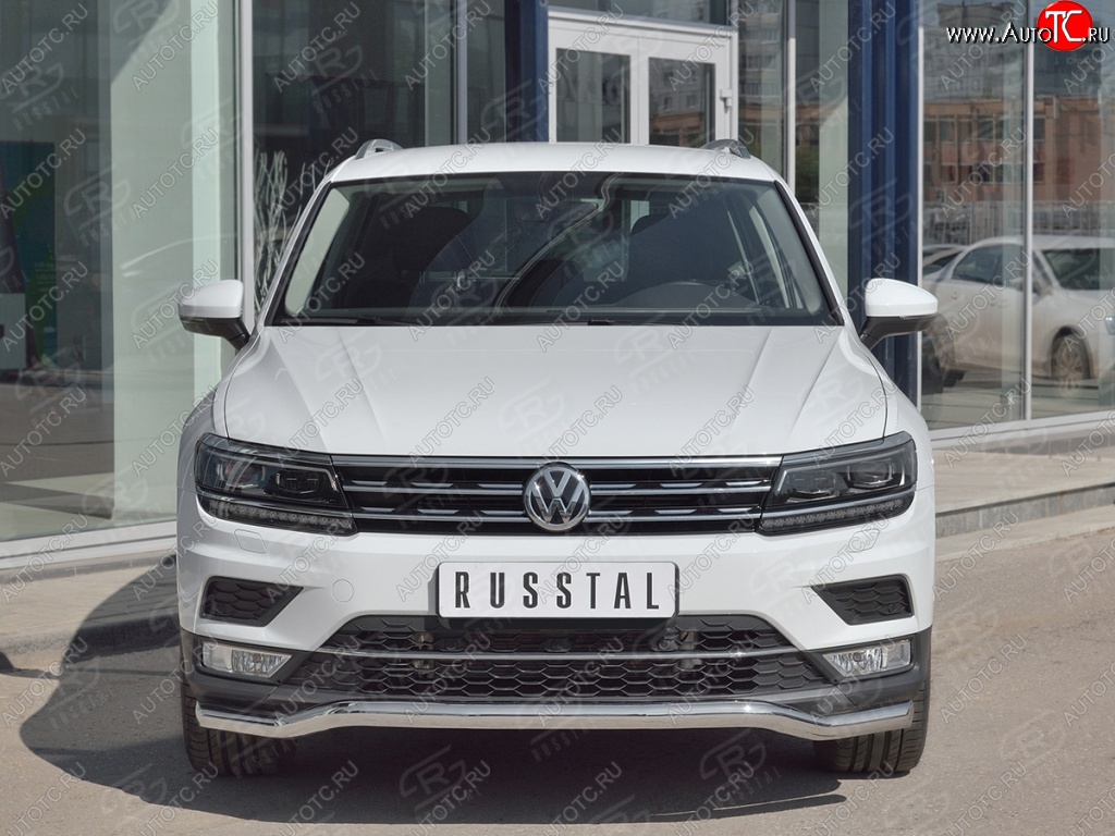 17 649 р. Защита переднего бампера (Ø63 мм волна, нержавейка) SLITKOFF  Volkswagen Tiguan  Mk2 (2016-2020) дорестайлинг  с доставкой в г. Королёв