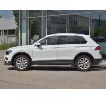 20 849 р.  Защита порогов (Ø63 мм, секции) SLITKOFF  Volkswagen Tiguan  Mk2 (2016-2020) дорестайлинг (Вариант 2 (пластиковые заглушки))  с доставкой в г. Королёв. Увеличить фотографию 3