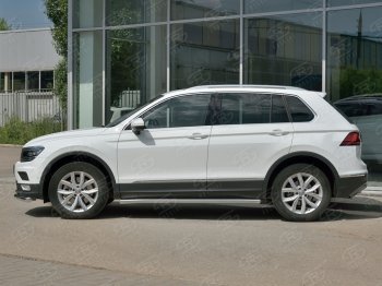 21 999 р. Защита порогов из круглой трубы диаметром 63 мм SLITKOFF v3  Volkswagen Tiguan  Mk2 (2016-2020) дорестайлинг  с доставкой в г. Королёв. Увеличить фотографию 3