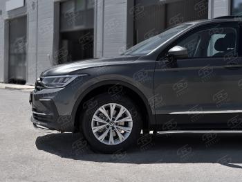 15 499 р. Защита переднего бампера (Ø42 мм нержавейка, NOT R-LINE) SLITKOFF  Volkswagen Tiguan  Mk2 (2020-2022) рестайлинг (полированная нержавейка)  с доставкой в г. Королёв. Увеличить фотографию 3