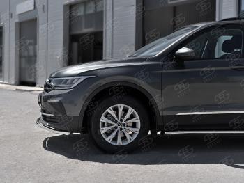 16 299 р. Защита переднего бампера (Ø42 мм волна, нержавейка, NOT R-LINE) SLITKOFF  Volkswagen Tiguan  Mk2 (2020-2022) рестайлинг  с доставкой в г. Королёв. Увеличить фотографию 2