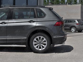 14 649 р. Защита заднего бампера (Ø63 мм уголки, нержавейка, NOT R-LINE) SLITKOFF  Volkswagen Tiguan  Mk2 (2020-2022) рестайлинг (полированная нержавейка)  с доставкой в г. Королёв. Увеличить фотографию 2