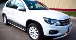 14 849 р. Защита порогов из круглой трубы диаметром 63 мм (Track & Field) Russtal Volkswagen Tiguan NF рестайлинг (2011-2017) (Защита порогов с со скосами на торцах (вариант 1))  с доставкой в г. Королёв. Увеличить фотографию 8