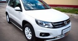 14 849 р. Защита порогов из круглой трубы диаметром 63 мм (Track & Field) Russtal Volkswagen Tiguan NF рестайлинг (2011-2017) (Защита порогов с со скосами на торцах (вариант 1))  с доставкой в г. Королёв. Увеличить фотографию 12