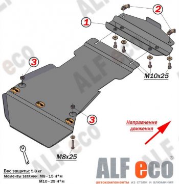 Защита КПП ALFECO (дв. 4.2D) Volkswagen Tiguan NF дорестайлинг (2006-2011)