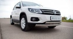 19 999 р. Защита переднего бампера (2 трубыØ75х42 мм, нержавейка) Russtal Volkswagen Tiguan NF рестайлинг (2011-2017)  с доставкой в г. Королёв. Увеличить фотографию 2