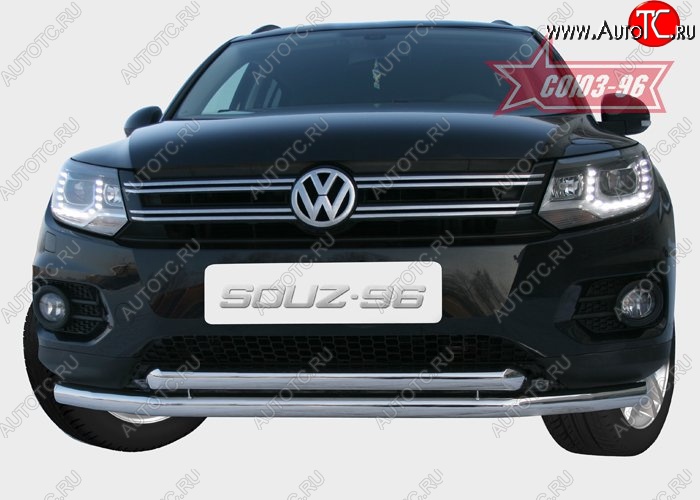 18 584 р. Защита переднего бампера двойная Souz-96 (d60/60) Volkswagen Tiguan NF рестайлинг (2011-2017)  с доставкой в г. Королёв