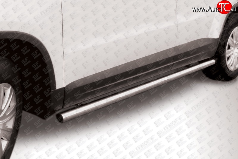 15 649 р. Защита порогов из круглой трубы диаметром 57 мм Slitkoff  Volkswagen Tiguan  NF (2011-2017) рестайлинг (Цвет: нержавеющая полированная сталь)  с доставкой в г. Королёв