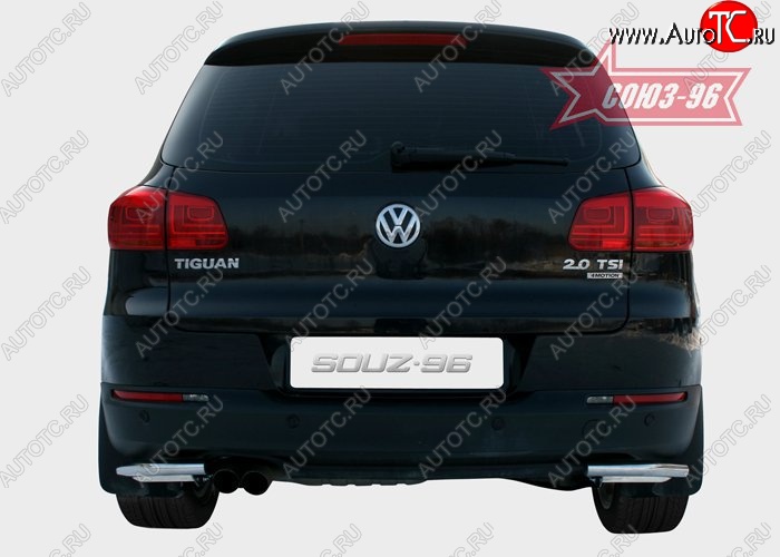 12 779 р. Защита заднего бампера из боковых уголков Souz-96 (d42) Volkswagen Tiguan NF рестайлинг (2011-2017)  с доставкой в г. Королёв