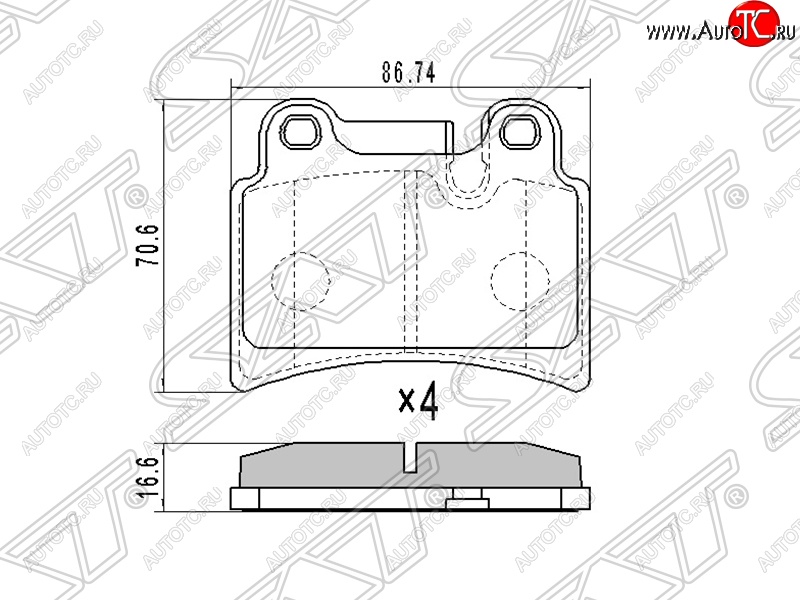 889 р. Колодки тормозные SAT (задние, 86,74*70,6*16,6) Volkswagen Touareg GP рестайлинг (2006-2010)  с доставкой в г. Королёв