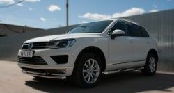 28 999 р. Защита переднего бампера (2 трубыØ63 и 42 мм, нержавейка) SLITKOFF Volkswagen Touareg NF рестайлинг (2014-2018)  с доставкой в г. Королёв. Увеличить фотографию 4