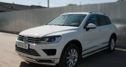 27 999 р. Защита переднего бампера (2 трубыØ75х42 мм, нержавейка) Russtal Volkswagen Touareg NF рестайлинг (2014-2018)  с доставкой в г. Королёв. Увеличить фотографию 4