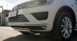 15 649 р. Защита переднего бампера (Ø75х42 мм, нержавейка) Russtal Volkswagen Touareg NF рестайлинг (2014-2018)  с доставкой в г. Королёв. Увеличить фотографию 2