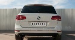 Защита заднего бампера (Ø75x42 мм, нержавейка) Russtal Volkswagen Touareg NF рестайлинг (2014-2018)