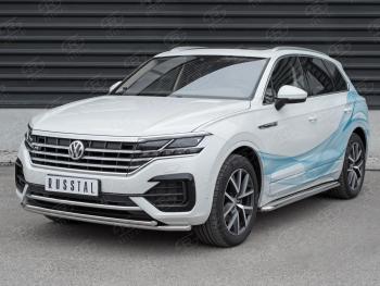 20 999 р. Защита переднего бампера (2 трубы Ø42, нержавейка, NOT 2.0 TSI)  Volkswagen Touareg  CR (2018-2025)  с доставкой в г. Королёв. Увеличить фотографию 2