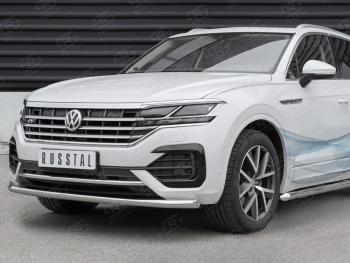 20 999 р. Защита переднего бампера (Ø63 мм, нержавейка, NOT 2.0 TSI) SLITKOFF  Volkswagen Touareg  CR (2018-2024)  с доставкой в г. Королёв. Увеличить фотографию 2