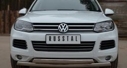 27 999 р. Защита переднего бампера (2 трубыØ75х42 мм, нержавейка) Russtal Volkswagen Touareg NF дорестайлинг (2010-2014)  с доставкой в г. Королёв. Увеличить фотографию 1