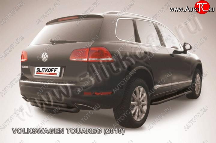 8 199 р. Защита задняя Slitkoff Volkswagen Touareg NF дорестайлинг (2010-2014) (Цвет: серебристый)  с доставкой в г. Королёв