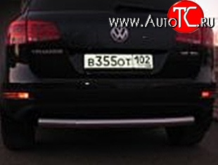 7 849 р. Защита заднего бампера из трубы диаметром 76 мм Металл Дизайн Volkswagen Touareg NF дорестайлинг (2010-2014)  с доставкой в г. Королёв