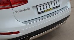 16 849 р. Защита заднего бампера (Ø75x42 мм, нержавейка) Russtal Volkswagen Touareg NF дорестайлинг (2010-2014)  с доставкой в г. Королёв. Увеличить фотографию 2