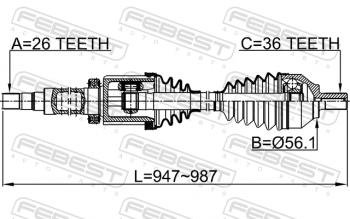 15 849 р. Правый привод передний в сборе FEBEST Volvo 740 (1985-1992)  с доставкой в г. Королёв. Увеличить фотографию 2