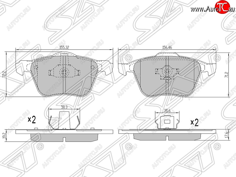 1 229 р. Колодки тормозные передние SAT (15″, 16″) Volvo S60 RS,RH седан дорестайлинг (2000-2004)  с доставкой в г. Королёв