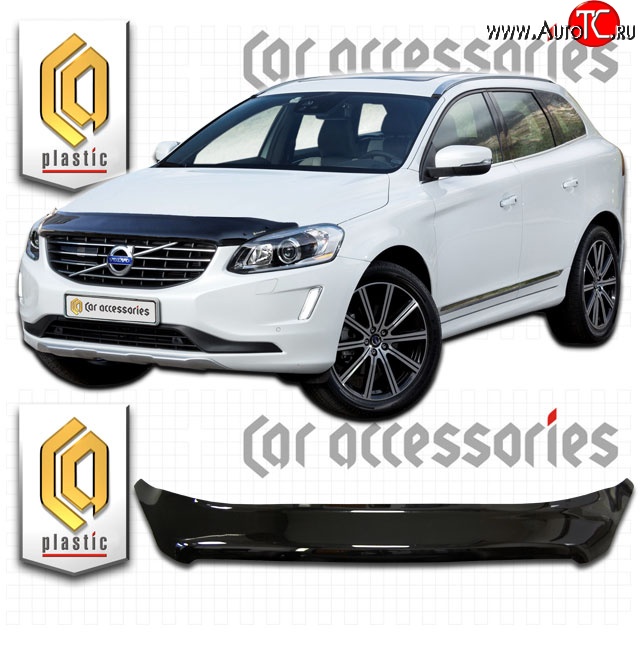 2 269 р. Дефлектор капота CA Plastic  Volvo XC60 (2017-2022) (Classic черный, Без надписи)  с доставкой в г. Королёв