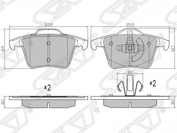 999 р. Колодки тормозные SAT (задние) Volvo XC90 C дорестайлинг (2002-2006)  с доставкой в г. Королёв. Увеличить фотографию 1