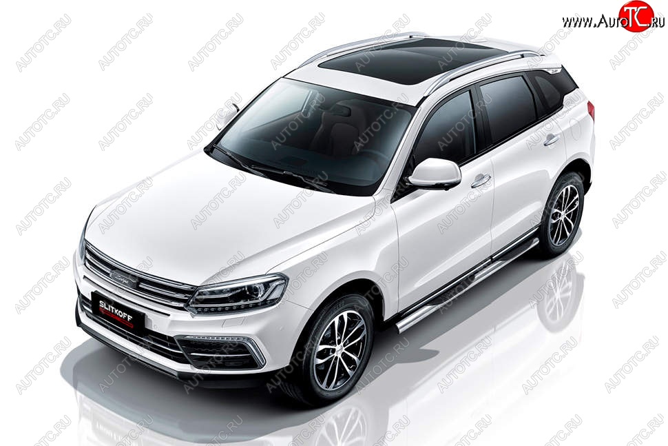 19 849 р. Защита порогов Slitkoff (d76 мм, с проступями)  Zotye Coupa  B11F (2019-2021) (Нержавейка, Полированная)  с доставкой в г. Королёв