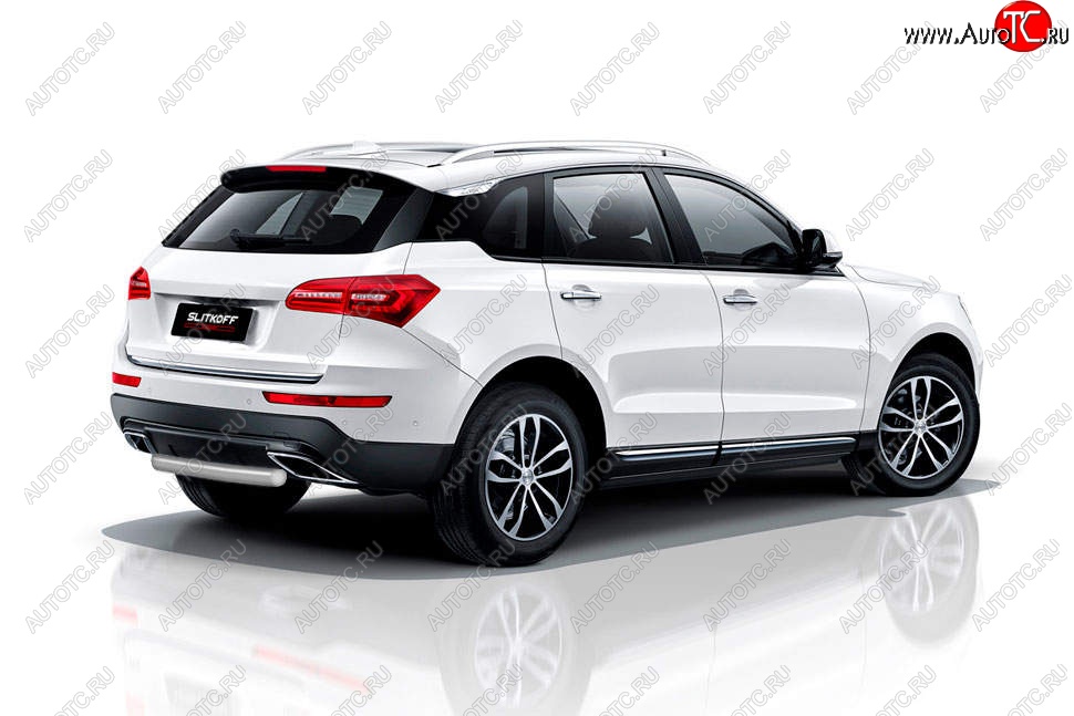 5 599 р. Защита заднего бампера Slitkoff (короткая, d57 мм)  Zotye Coupa  B11F (2019-2021) (Сталь с полимерным покрытием. Цвет: серебристый)  с доставкой в г. Королёв